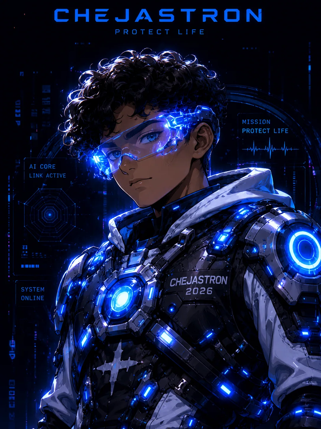 Chejastron — Protector cyber hip hop, armadura Dura AI y voz humana
